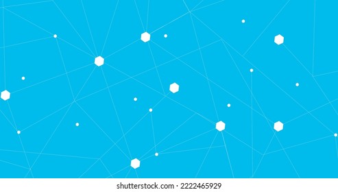 Red blanca. Conexión abstracta sobre fondo azul. Fondo de tecnología de red con puntos y líneas para escritorio. Antecedentes. Concepto abstracto moderno. Fondo de línea, vector de tecnología de red