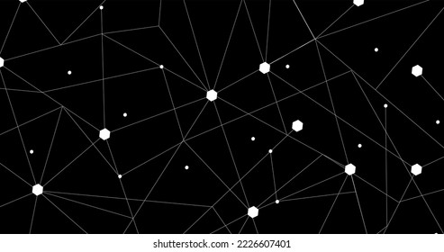 White network. Abstract connection on black background. Network technology background with dots and lines for desktop. Ai background. Modern abstract concept. Line background, network technology
