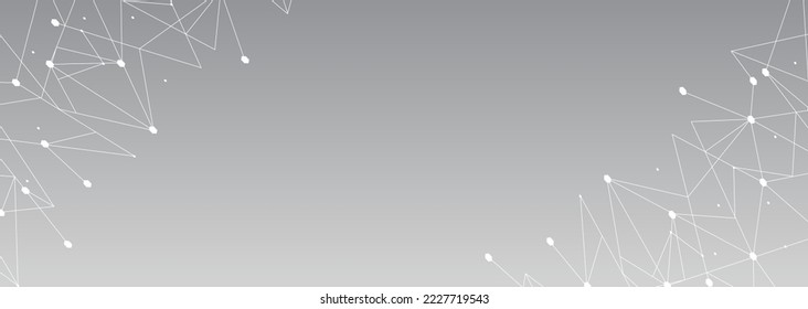Red blanca. Conexión abstracta sobre fondo gris. Fondo de tecnología de red con puntos y líneas para escritorio. Antecedentes. Concepto abstracto moderno. Fondo de línea, vector de tecnología de red