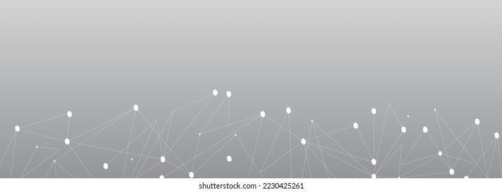 Red blanca. Conexión abstracta sobre fondo gris. Fondo de tecnología de red con puntos y líneas para escritorio. Antecedentes. Concepto abstracto moderno. Fondo de línea, vector de tecnología de red