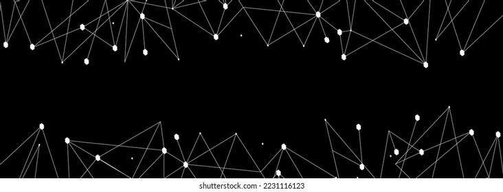 Weißes Netzwerk. Abstrakte Verbindung auf schwarzem Hintergrund. Netzwerk-Technologie-Hintergrund mit Punkten und Linien für Desktop. Ai-Hintergrund. Modernes abstraktes Konzept. Zeilenhintergrund, Netztechnologie