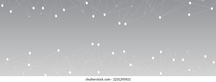 Red blanca. Conexión abstracta sobre fondo gris. Fondo de tecnología de red con puntos y líneas para escritorio. Antecedentes. Concepto abstracto moderno. Fondo de línea, vector de tecnología de red