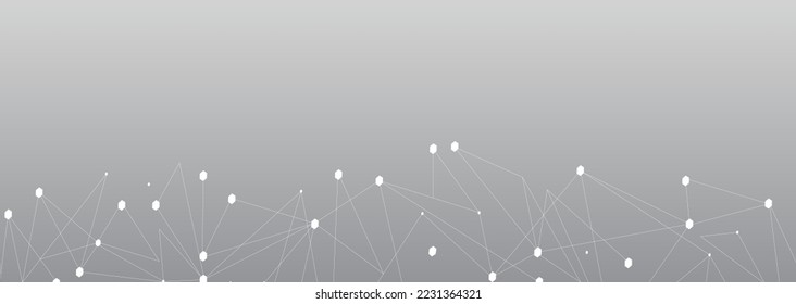 Red blanca. Conexión abstracta sobre fondo gris. Fondo de tecnología de red con puntos y líneas para escritorio. Antecedentes. Concepto abstracto moderno. Fondo de línea, vector de tecnología de red