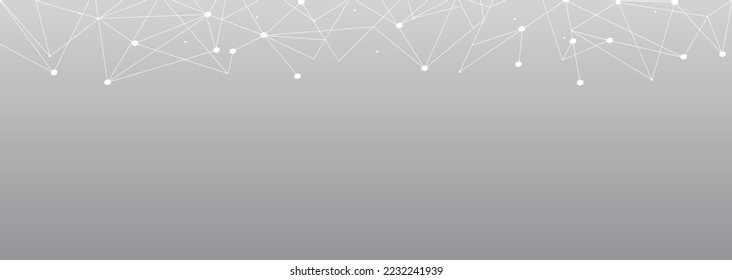 Red blanca. Conexión abstracta sobre fondo gris. Fondo de tecnología de red con puntos y líneas para escritorio. Antecedentes. Concepto abstracto moderno. Fondo de línea, vector de tecnología de red