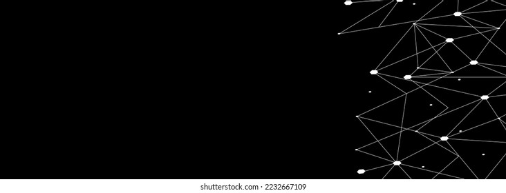 White network. Abstract connection on black background. Network technology background with dots and lines for desktop. Ai background. Modern abstract concept. Line background, network technology