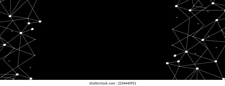 White network. Abstract connection on black background. Network technology background with dots and lines for desktop. Ai background. Modern abstract concept. Line background, network technology