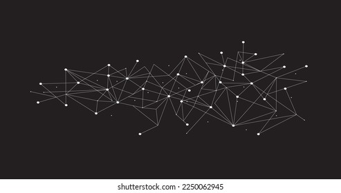 White network. Abstract connection on black background. Network technology background with dots and lines for desktop. Ai background. Modern abstract concept. Line background, network technology