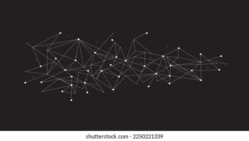 White network. Abstract connection on black background. Network technology background with dots and lines for desktop. Ai background. Modern abstract concept. Line background, network technology