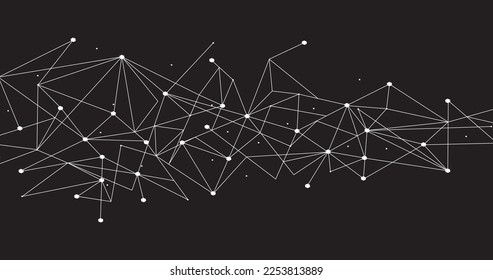 Red blanca. Conexión abstracta sobre fondo negro. Fondo de tecnología de red con puntos y líneas para escritorio. Antecedentes. Concepto abstracto moderno. Fondo de línea, tecnología de red