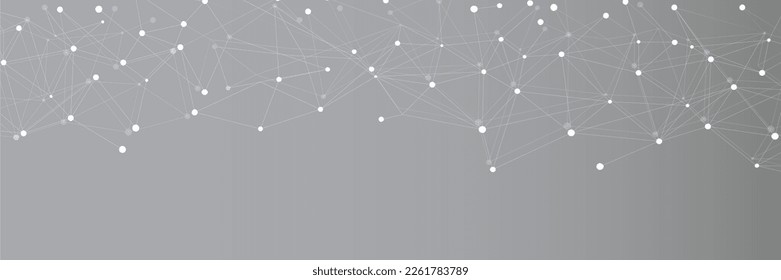 White network. Abstract connection on grey background. Network technology background with dots and lines for desktop. Ai system background. Abstract concept. Line background, network technology