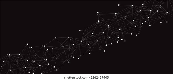 White network. Abstract connection on black background. Network technology background with dots and lines for desktop. Ai system background. Abstract concept. Line background, network technology