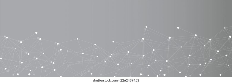 Red blanca. Conexión abstracta sobre fondo gris. Fondo de tecnología de red con puntos y líneas para escritorio. Fondo del sistema Ai. Concepto abstracto. Fondo de línea, tecnología de red
