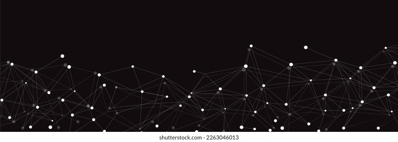 Weißes Netzwerk. Abstrakte Verbindung auf schwarzem Hintergrund. Netzwerk-Technologie-Hintergrund mit Punkten und Linien für Desktop. Ai-Systemhintergrund. Abstraktes Konzept. Zeilenhintergrund, Netztechnologie