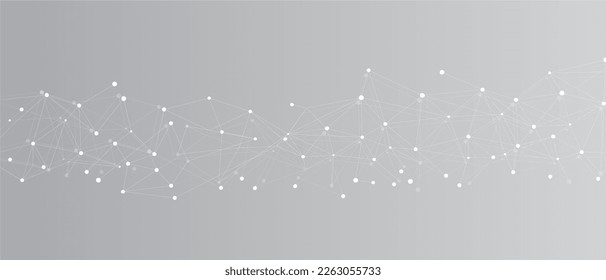White network. Abstract connection on grey background. Network technology background with dots and lines for desktop. Ai system background. Abstract concept. Line background, network technology