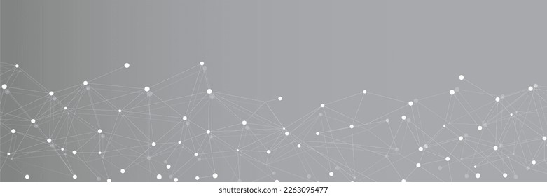 White network. Abstract connection on grey background. Network technology background with dots and lines for desktop. Ai system background. Abstract concept. Line background, network technology