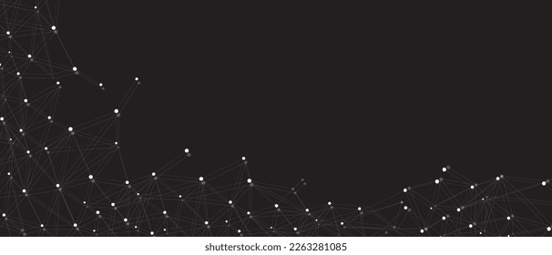 White network. Abstract connection on black background. Network technology background with dots and lines for desktop. Ai system background. Abstract concept. Line background, network technology