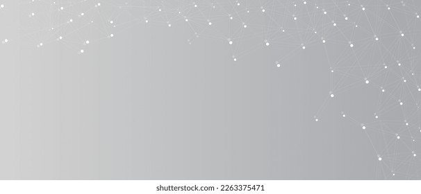 White network. Abstract connection on grey background. Network technology background with dots and lines for desktop. Ai system background. Modern abstract concept. Line background, network technology