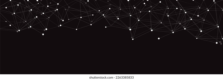 Red blanca. Conexión abstracta sobre fondo negro. Fondo de tecnología de red con puntos y líneas para escritorio. Fondo del sistema Ai. Concepto abstracto. Fondo de línea, tecnología de red