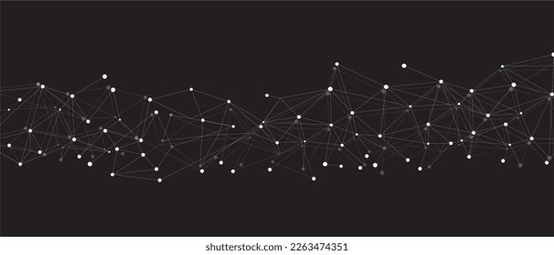 Red blanca. Conexión abstracta sobre fondo negro. Fondo de tecnología de red con puntos y líneas para escritorio. Fondo del sistema Ai. Concepto abstracto. Fondo de línea, tecnología de red