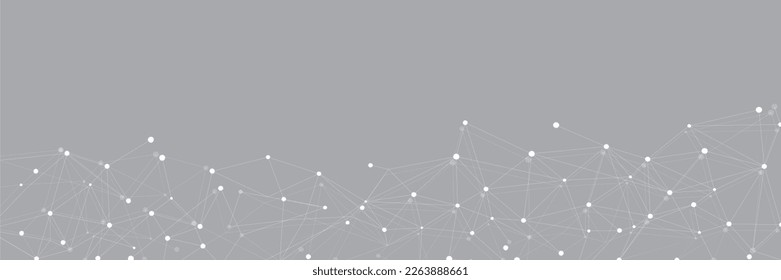 Red blanca. Conexión abstracta sobre fondo gris. Fondo de tecnología de red con puntos y líneas para escritorio. Fondo del sistema Ai. Concepto abstracto. Fondo de línea, tecnología de red