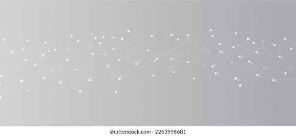 White network. Abstract connection on grey background. Network technology background with dots and lines for desktop. Ai system background. Abstract concept. Line background, network technology