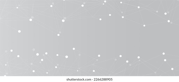 Red blanca. Conexión abstracta sobre fondo gris. Fondo de tecnología de red con puntos y líneas para escritorio. Fondo del sistema Ai. Concepto abstracto. Fondo de línea, tecnología de red