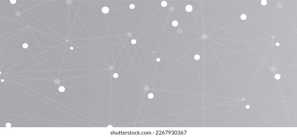 White network. Abstract connection on gray background. Network technology background with dots and lines for desktop. Ai system background. Abstract concept. Line background, network technology