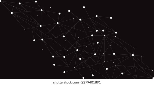 White network. Abstract connection on black background. White network technology background with dots and lines for desktop. Ai system background. Abstract concept. Line background, network technology