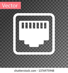 White Network port - cable socket icon isolated on transparent background. LAN, ethernet port sign. Local area connector icon. Vector Illustration