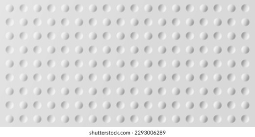 White neumorphism geometric 3d circles with shadows. Minimalistic soft background. Round geometric shapes. Golf ball texture. Vector seamless pattern.