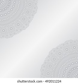 White neutral background with mandala. Universal background in grayscale with small circles.