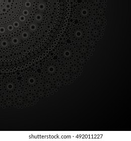 White neutral background with mandala. Universal background in grayscale with small circles.
