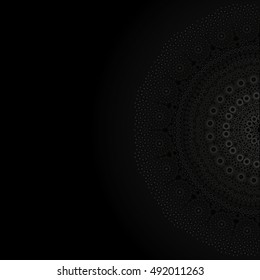 White neutral background with mandala. Universal background in grayscale with small circles.