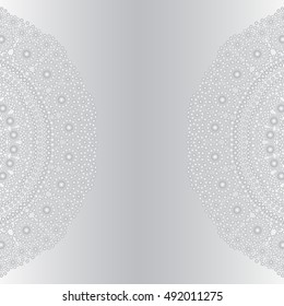 White neutral background with mandala. Universal background in grayscale with small circles.