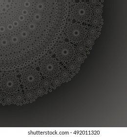 White neutral background with mandala. Universal background in grayscale with small circles.