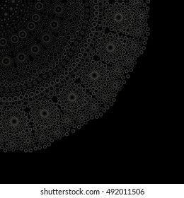 White neutral background with mandala. Universal background in grayscale with small circles.