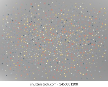 White neutral colored background. Stars confetti. Elementary colorific design. Scattered stars. Backround with random colored stars.