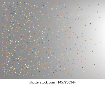 White neutral colored background. Stars confetti. Funny colorific mesh. Scattered stars. Backround with random colored stars.