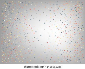 White neutral colored background. Stars confetti. Creative colorific texture. Scattered stars. Backround with random colored stars.