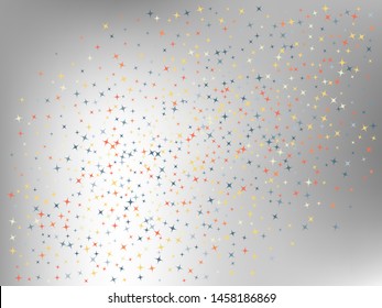 White neutral colored background. Stars confetti. Ordinary colorific idea. Scattered stars. Backround with random colored stars.