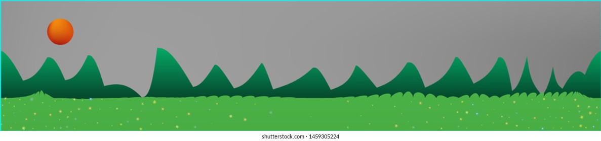 White neutral sky, and mountains landscape. Fairy tale panoramic landscape. Landscape fable. Crisp glass print fantasy. Horizon, blend. Old game style.