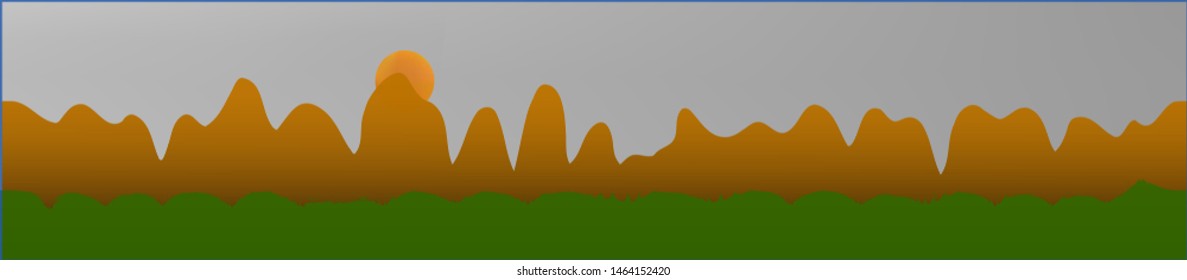 White neutral sky, and mountains landscape. Game style panaramic pattern. Concept skinali mesh pattern. Pure glass print fantasy. Horizon, graphic. Old game style.