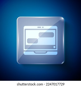 White New Chat Nachrichten Benachrichtigung auf Laptop Symbol einzeln auf blauem Hintergrund. Smartphone-Chatting sms Nachrichten Sprechblasen. Viereckige Glasplatten. Vektorgrafik