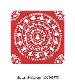 white New Year's pattern on a red background