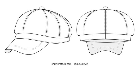 White Newsboy Cap Template On White Background, Vector File