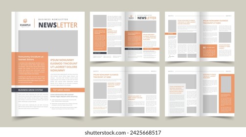 White Newsletter or magazine Layout, Monthly Newsletter, Magazine