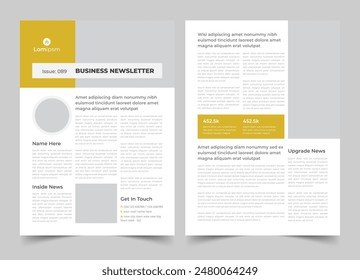 White Newsletter or magazine Layout, Monthly Newsletter, Magazine