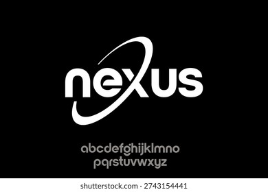 A white nexus logo with a stylized 'n' and 'x' is displayed prominently. Below it, the lowercase English alphabet is shown.