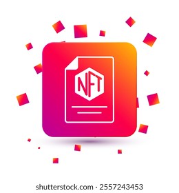 White NFT contract icon isolated on white background. Non fungible token. Digital crypto art concept. Square color button. Vector