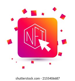 White NFT Digital crypto art icon isolated on white background. Non fungible token. Square color button. Vector